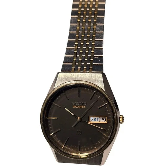 Vintage Seiko Quartz Two-Tone Watch Old‎ Money Classic Minimal Day Date Timeless - Picture 4 of 15